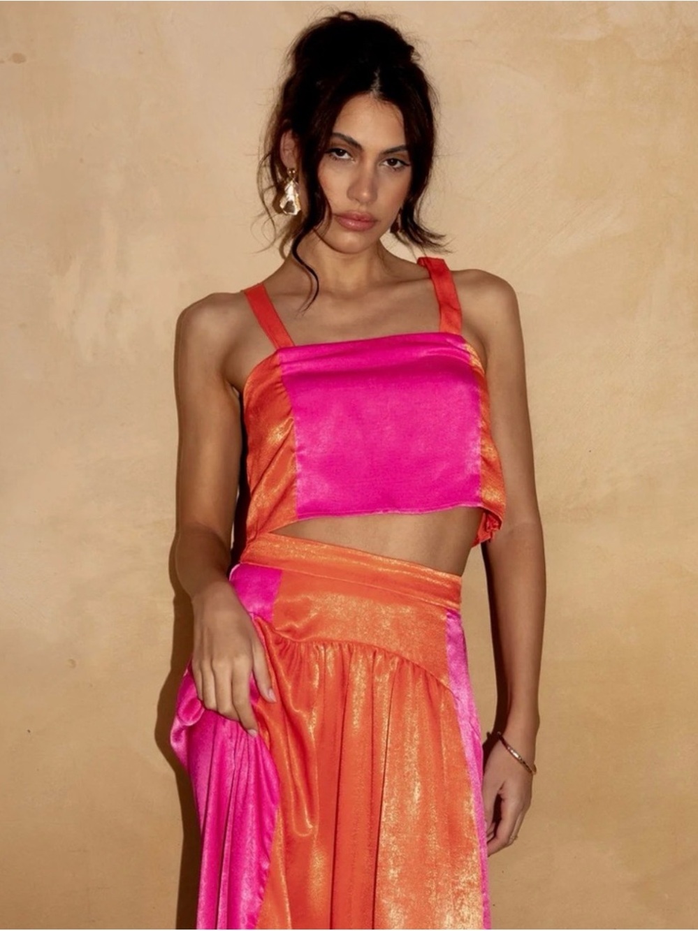 Vibrant Pink and Orange  crop top